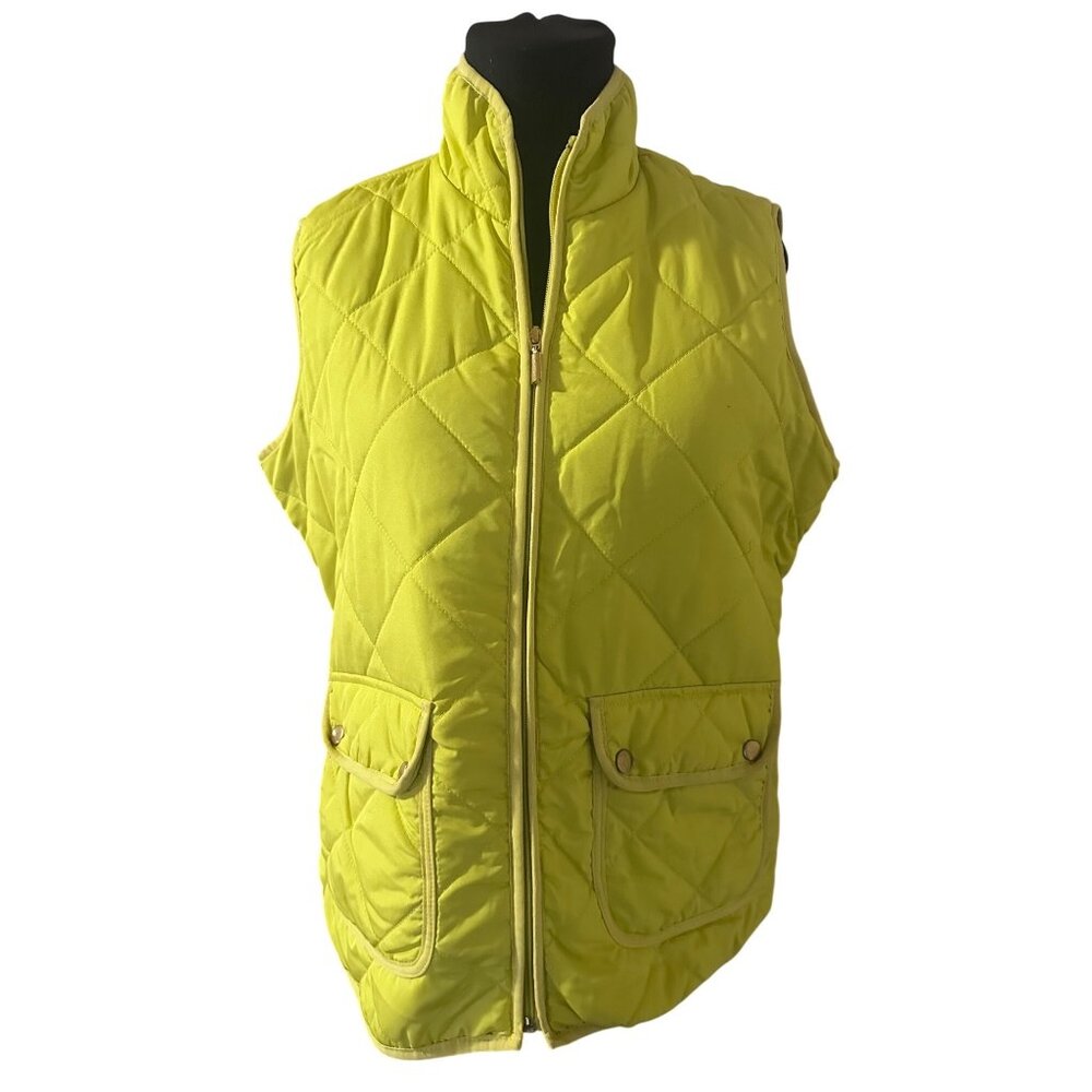 New Direction weekend neon yellow quilted vest size M